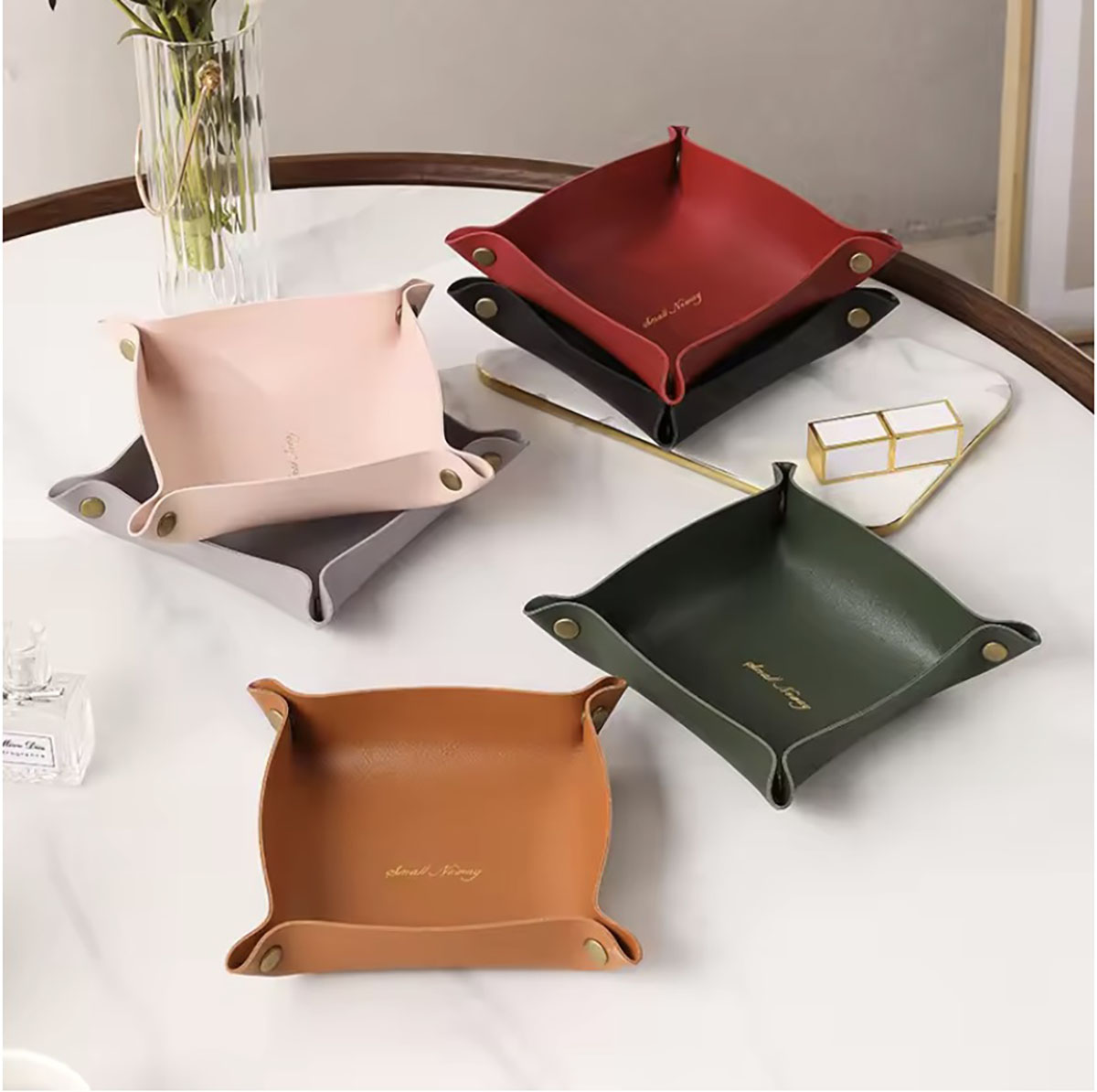 Women Accessories Organizer - 북유럽 스타일 가죽 스토리지 트레이 데스크탑