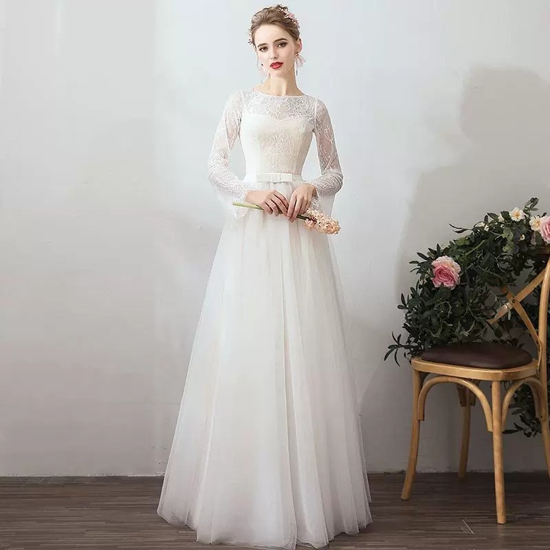 Women'S Accessories For Neck - 2026 신상 레트로 긴팔 웨딩드레스, 이브닝드레스,