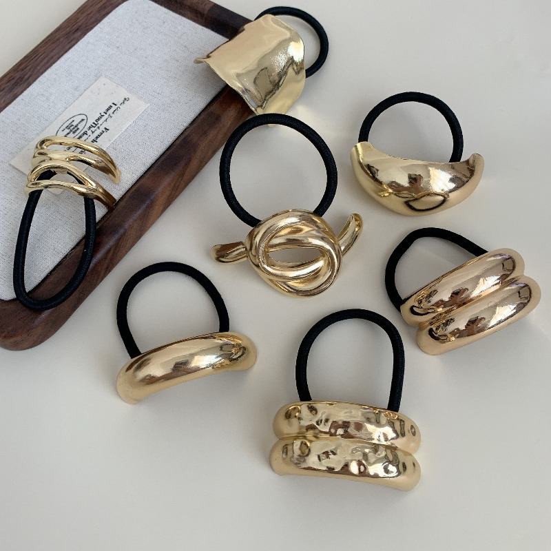 메탈릭 기하학적 헤어 타이 심플하고 세련된 디자인 여성 - Wrap Ring Gold 리뷰 및 가격
