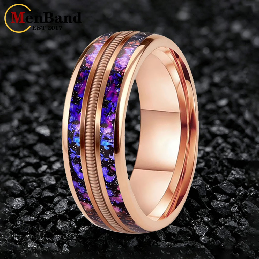 패션 8mm 남녀 공용 새 웨딩 밴드 텅스텐 카바이드  - Wrap Ring Gold 리뷰 및 가격