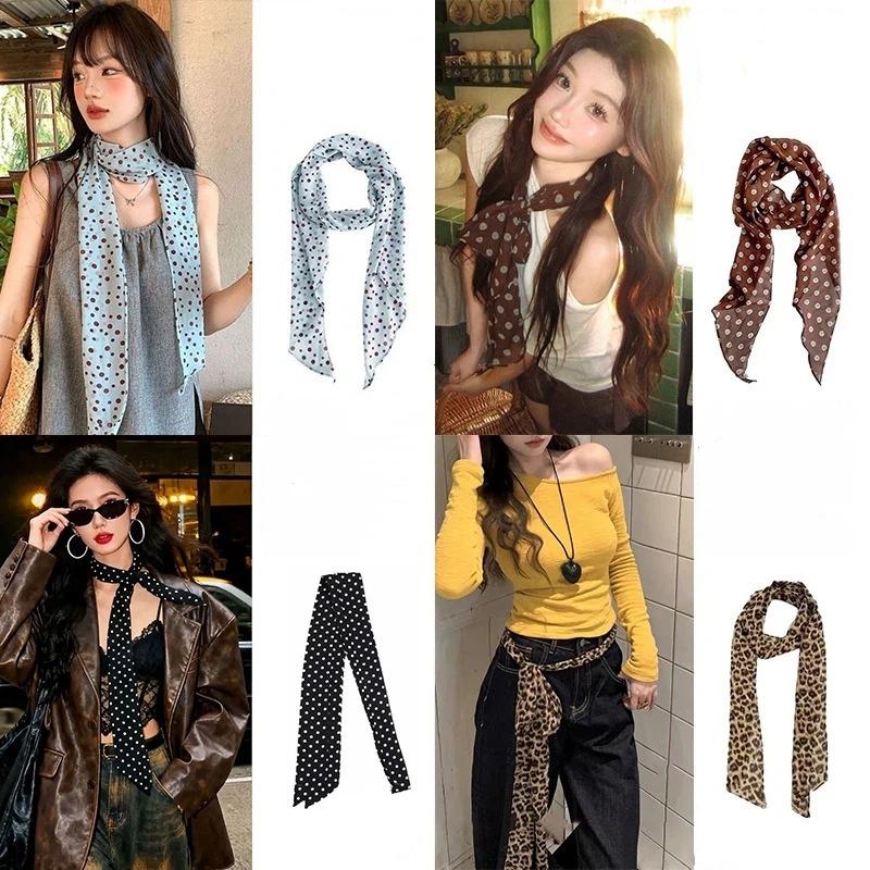 폴카 도트 꽃무늬 프린트 실크 스카프 얇은 넥 스카프  - Women'S Accessories For Neck 리뷰 및 가격