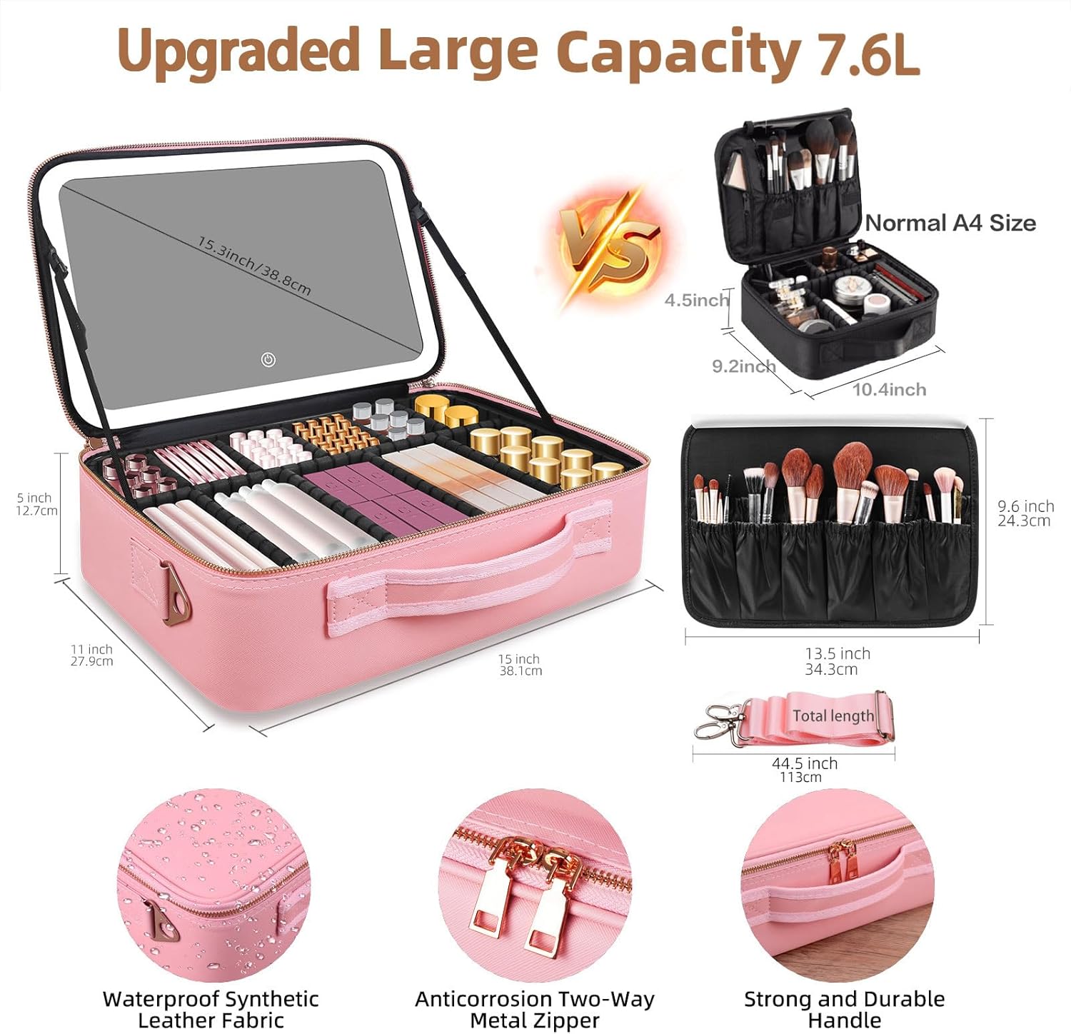 대용량 메이크업 가방 15''X11'' LED 거울 3 - Women Accessories Organizer 리뷰 및 가격